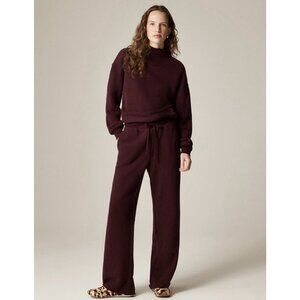 J.Crew Women Heritage Terry Wide Leg Sweatpants Sz Small Burgundy Relaxed Lounge